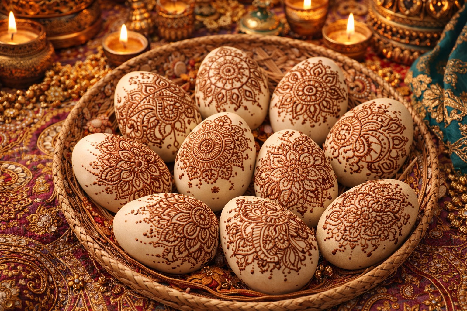 Роспись пасхальных яиц в стиле мехенди - фотография № 1
