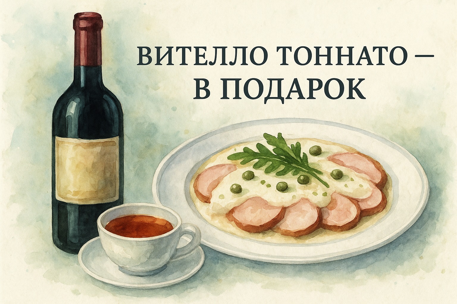 Вителло тоннато в подарок при покупке вина по четвергам в De Laura - фотография № 1