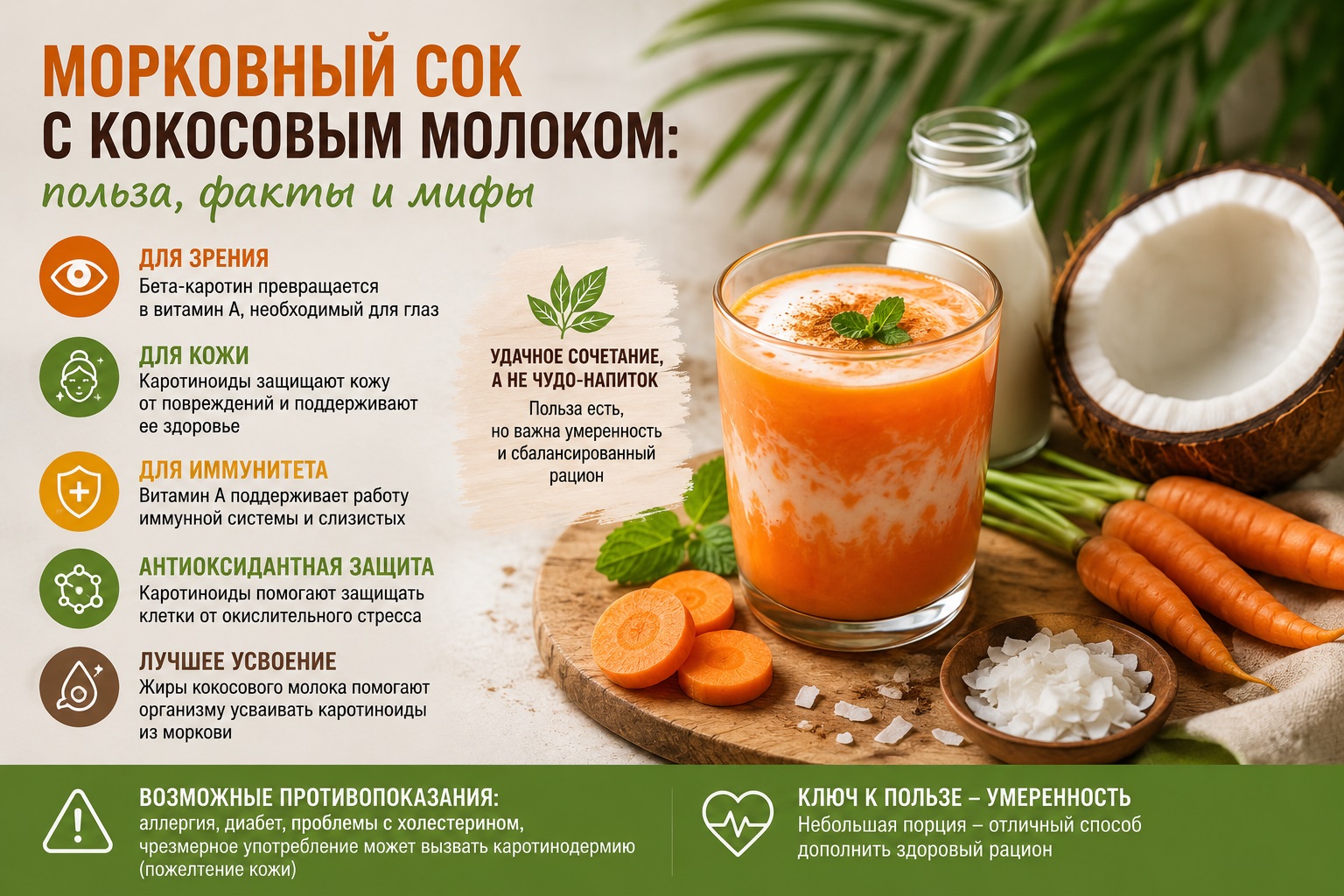 Морковный сок с кокосовым молоком: суперфуд или просто удачное сочетание? - фотография № 1