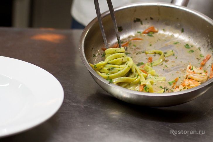 Феттучини-шпинат с креветками и пармской ветчиной из ресторана Osteria Numero Uno - фотография № 18
