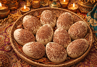 Роспись пасхальных яиц в стиле мехенди