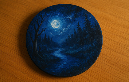 Мастер-класс «Картина на круглом холсте "Таинственная ночь"»